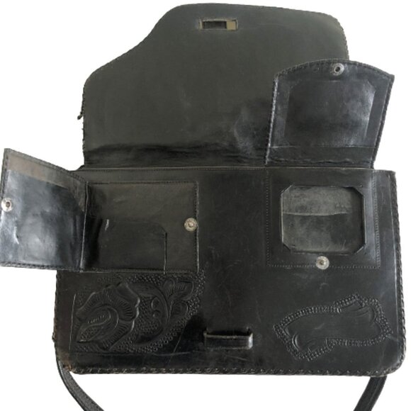 Vintage leather tooled shoulder bag purse - Picture 12 of 16